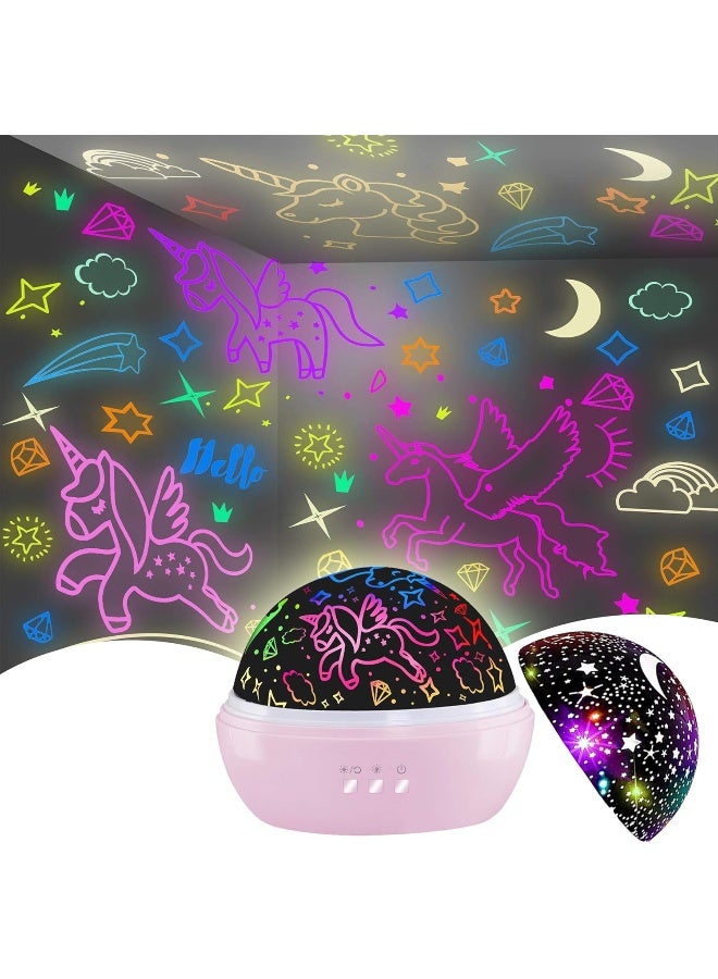 HONGID Unicorn Star Projector, LED Light, 2-in-1 Night Light & Starry Sky Projector for Kids, Ages 2-10, Pink, Cute, Whimsical - Image 1
